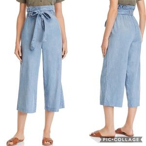 BLANKNYC Chambray Paper Bag Waist Cropped Pants Size M